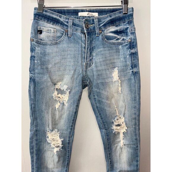 Distressed Light Blue Zara Womens‎ Jeans With Ripped Detailing & Faded Wash Size - Picture 2 of 9